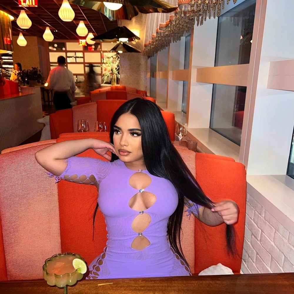 Poster girl purple dress